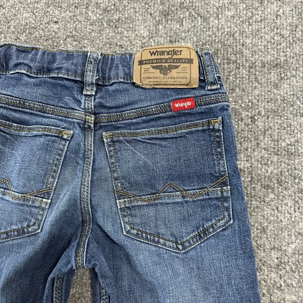 Wrangler Jeans Boys Size 7 Regular Blue Slim Fit Adjustable Waist Denim 5TELWDN